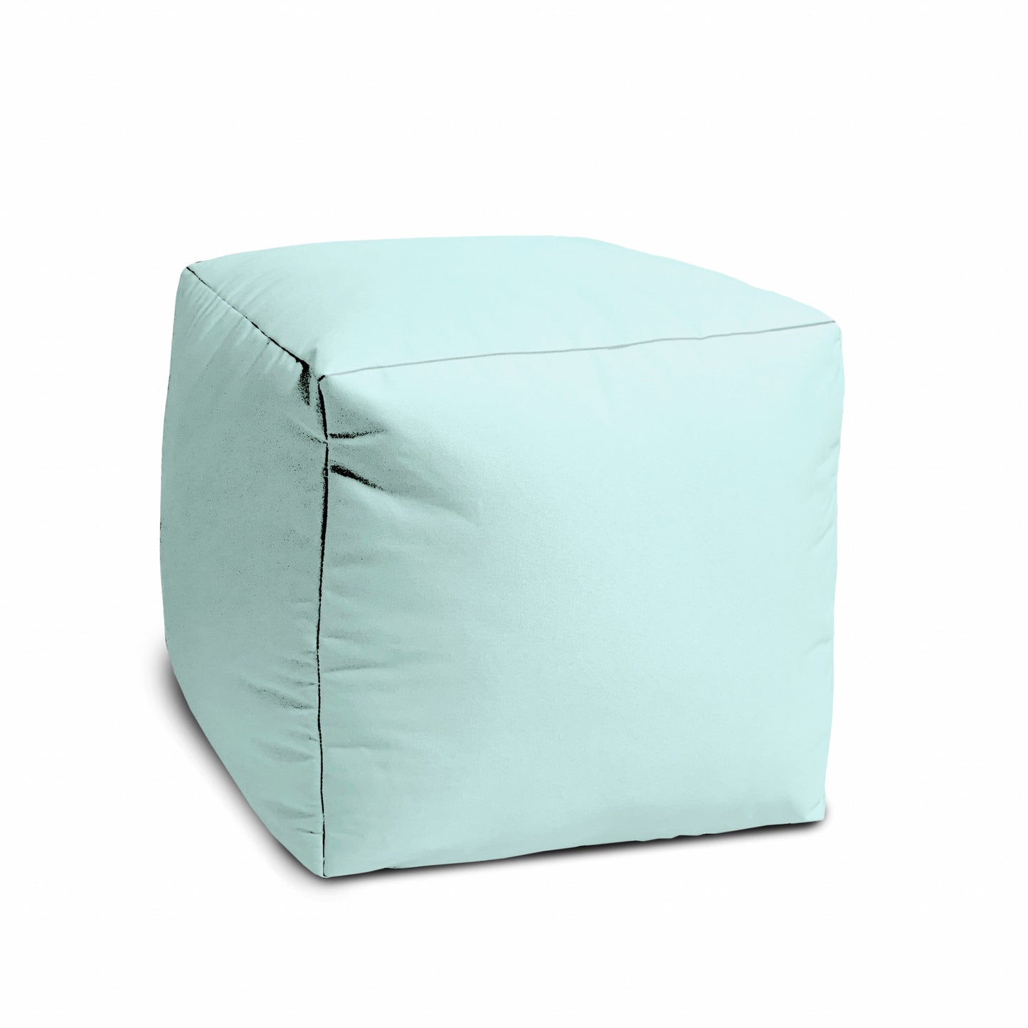 17" Cool Pale Aqua Solid Color Indoor Outdoor Pouf Cover