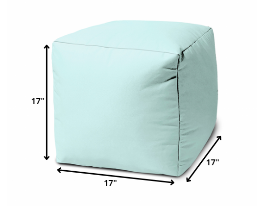 17" Cool Pale Aqua Solid Color Indoor Outdoor Pouf Cover