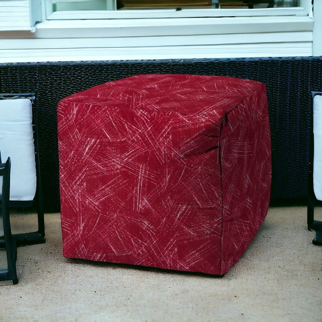 17" Pink Polyester Cube Striped Indoor Outdoor Pouf Ottoman