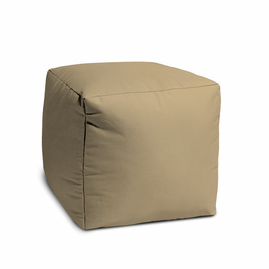 17" Cool Khaki Tan Solid Color Indoor Outdoor Pouf Cover