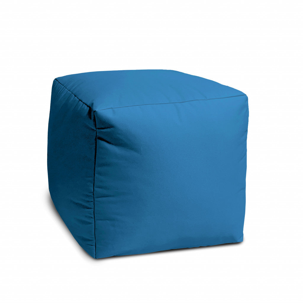 17" Cool Bright Teal Blue Solid Color Indoor Outdoor Pouf Cover