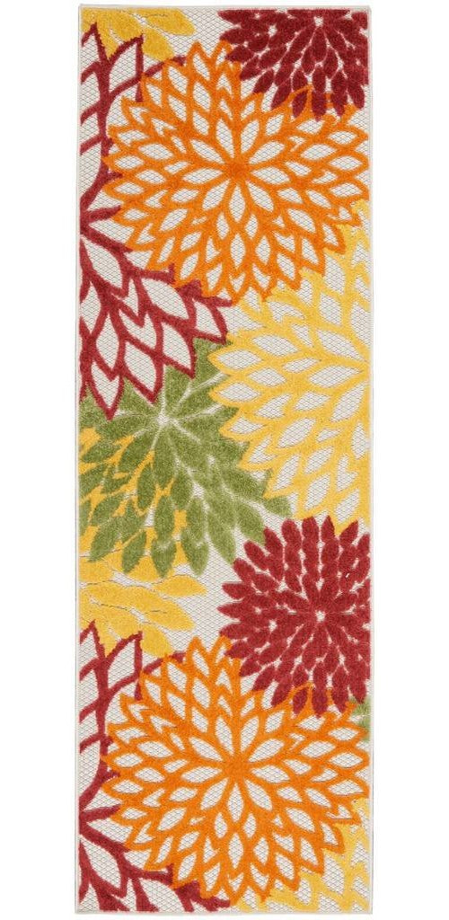 2' X 6' Red Floral Non Skid Indoor Outdoor Runner Rug