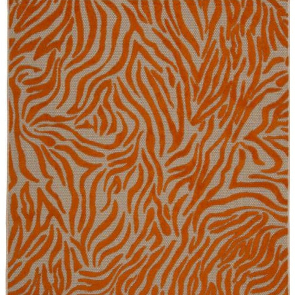 10' X 13' Orange Abstract Non Skid Indoor Outdoor Area Rug