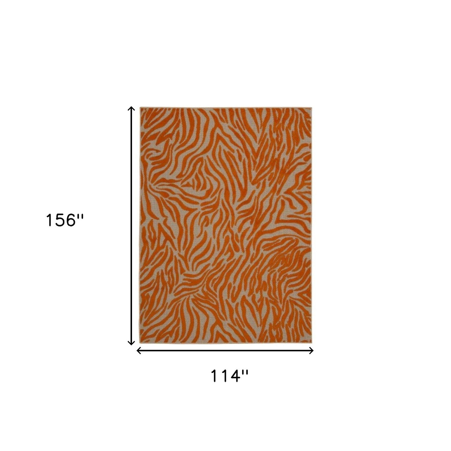 10' X 13' Orange Abstract Non Skid Indoor Outdoor Area Rug