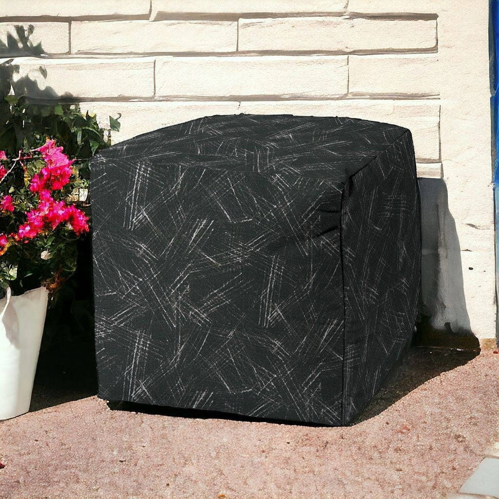 17" Gray Polyester Cube Indoor Outdoor Pouf Ottoman