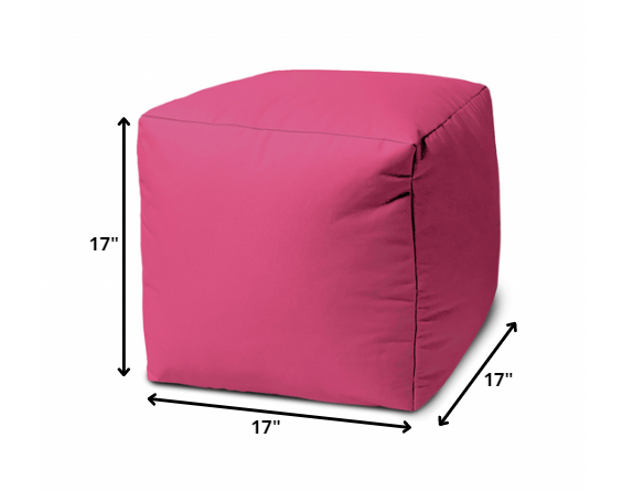 17" Cool Bright Hot Pink Solid Color Indoor Outdoor Pouf Cover