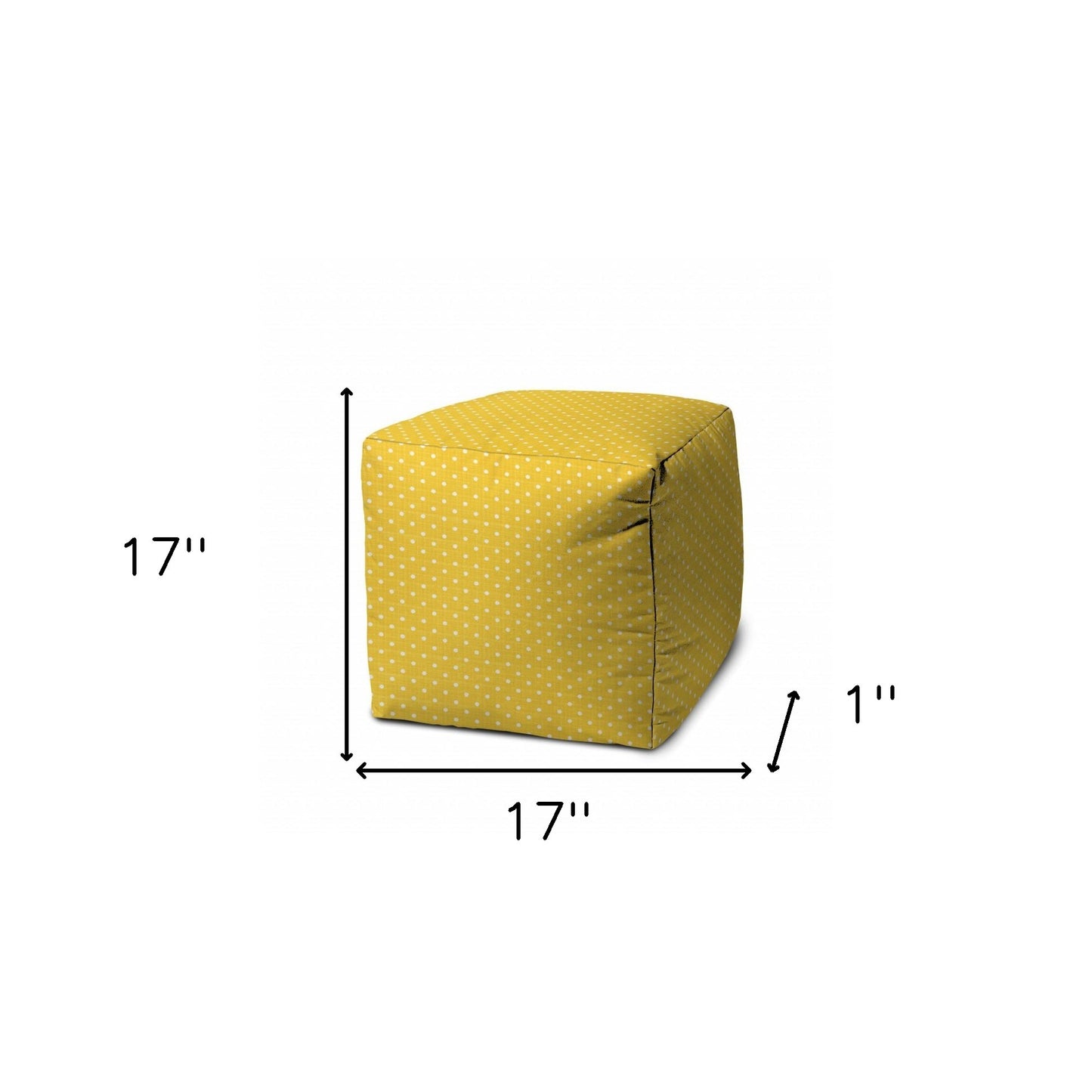 17" Yellow Cube Polka Dots Indoor Outdoor Pouf Cover