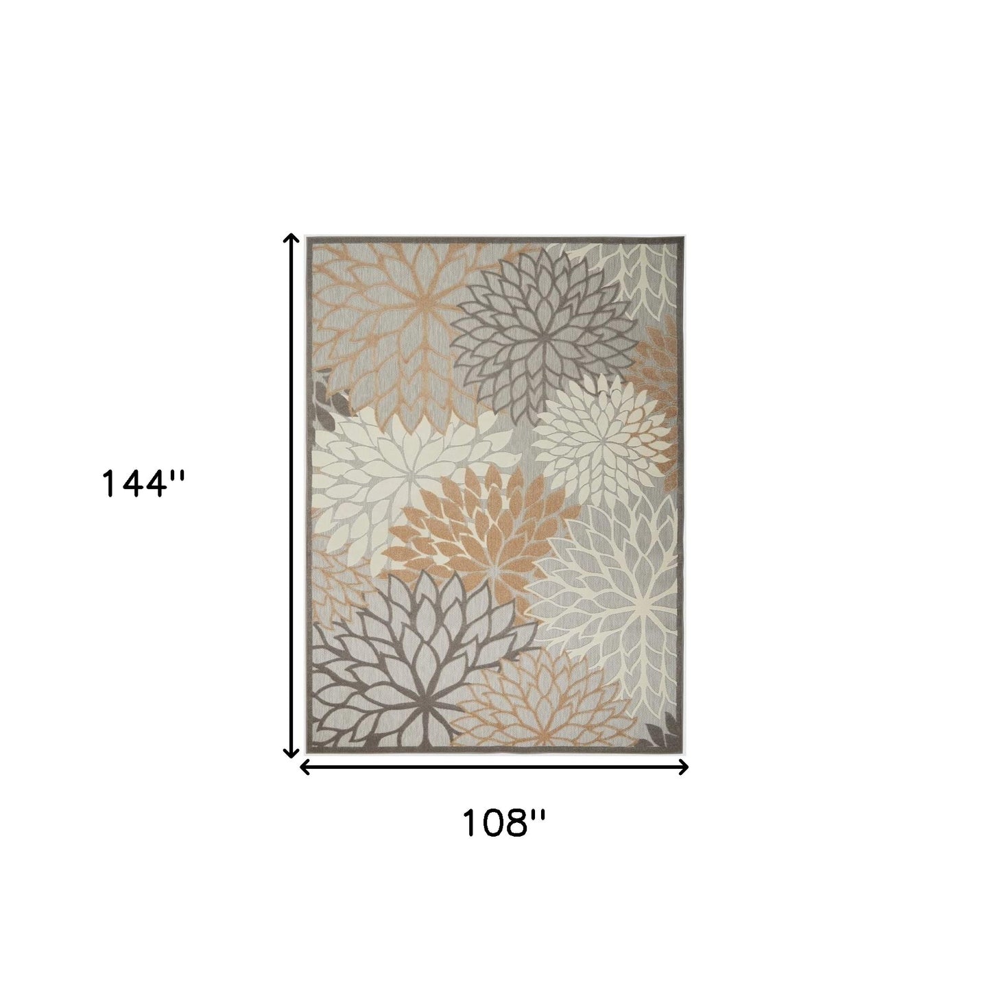 9' X 12' Natural Floral Non Skid Indoor Outdoor Area Rug