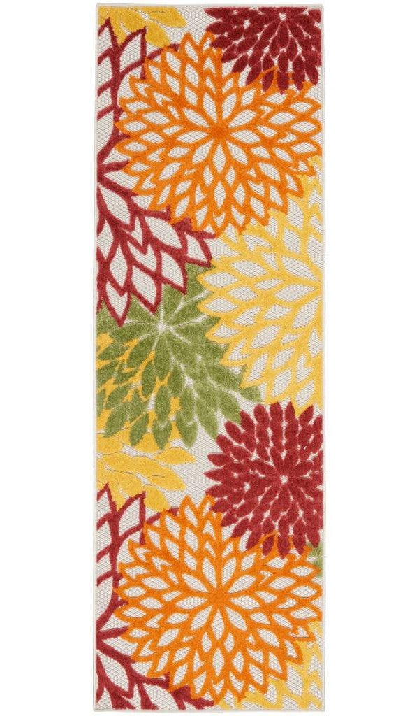 2' X 8' Red Floral Non Skid Indoor Outdoor Runner Rug