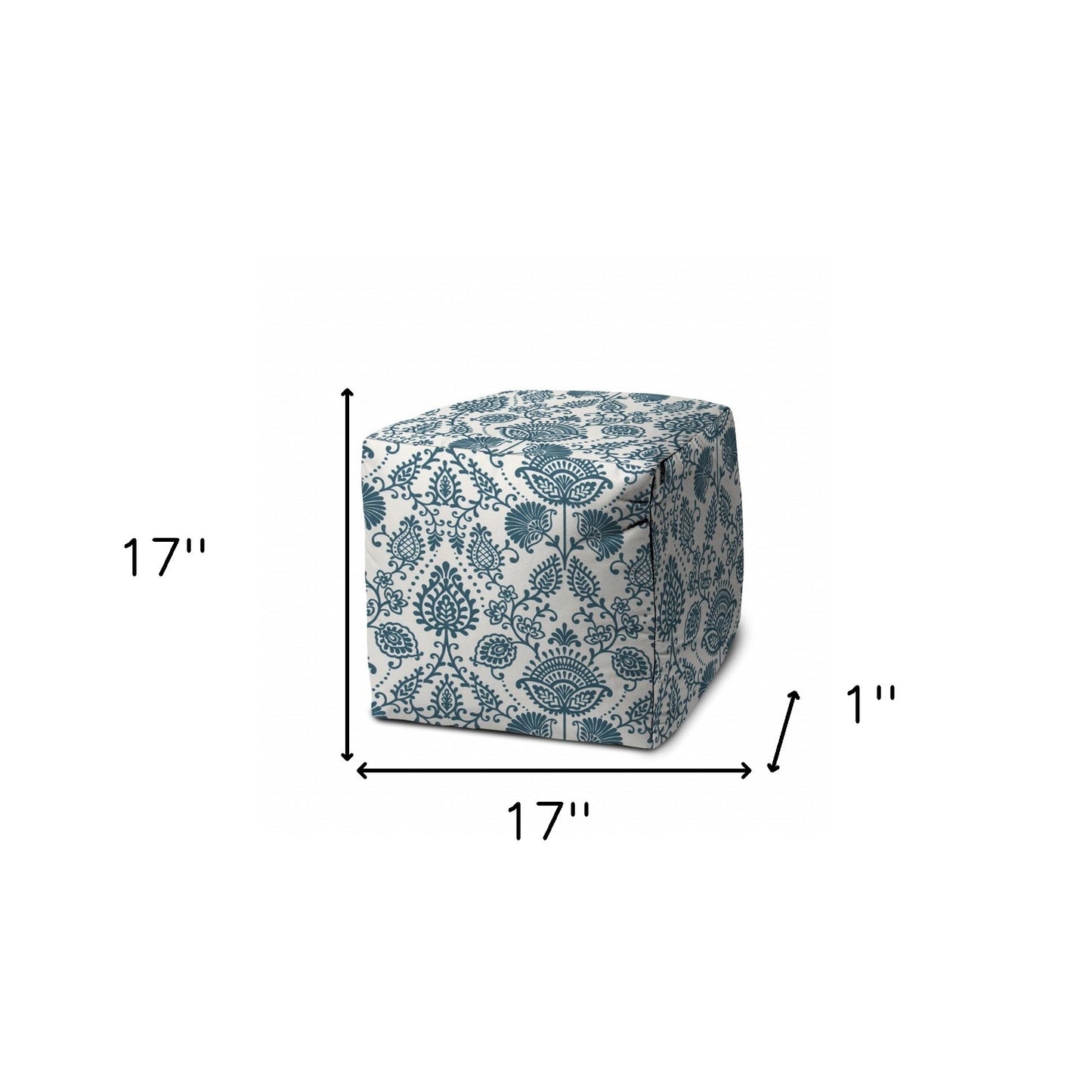 17" Turquoise Cube Indoor Outdoor Pouf Cover