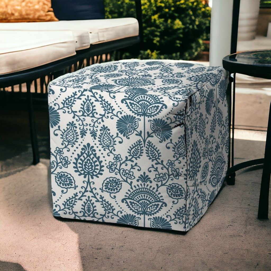 17" Turquoise Cube Indoor Outdoor Pouf Cover