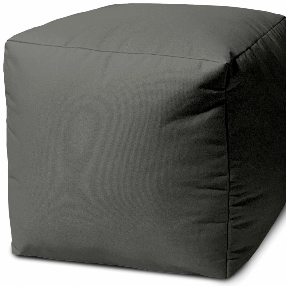 17" Cool Dark Gray Solid Color Indoor Outdoor Pouf Cover