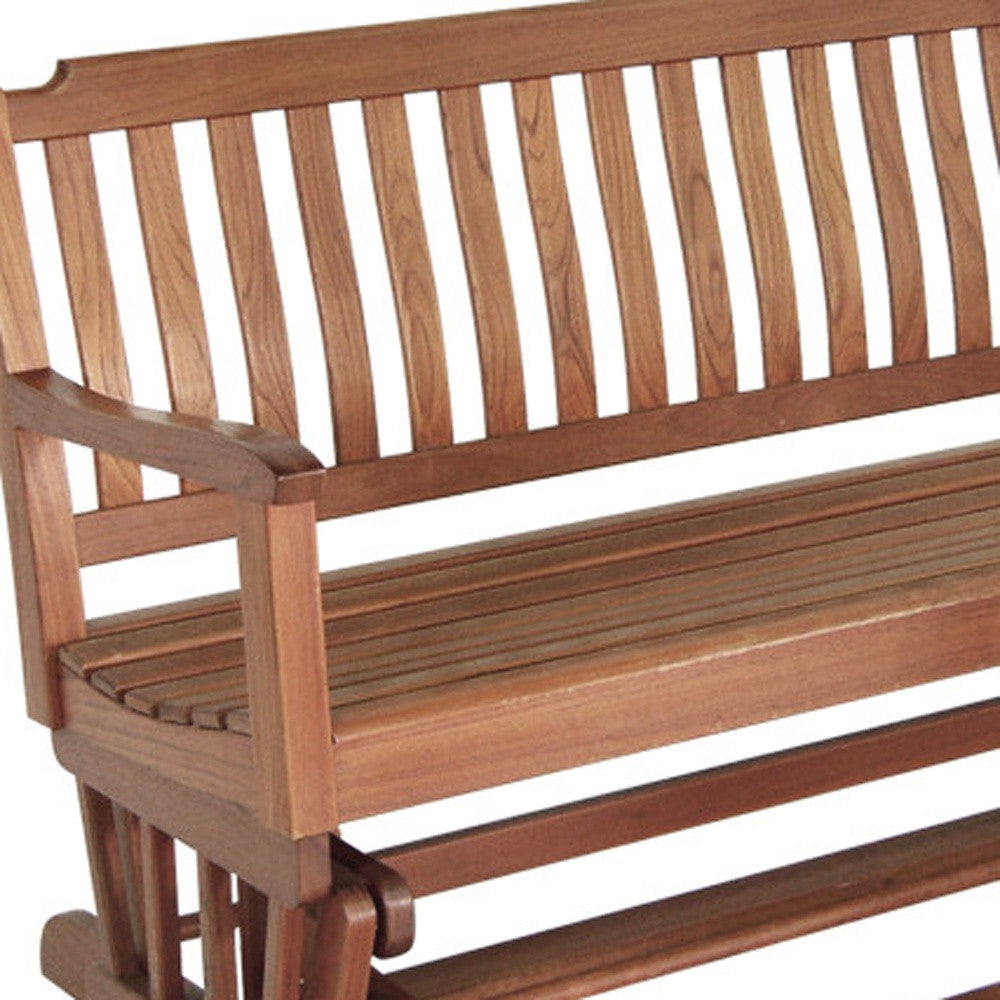 60" Brown Solid Teak Outdoor Glider Bench