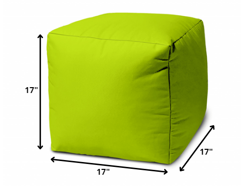 17" Cool Lemongrass Green Solid Color Indoor Outdoor Pouf Ottoman