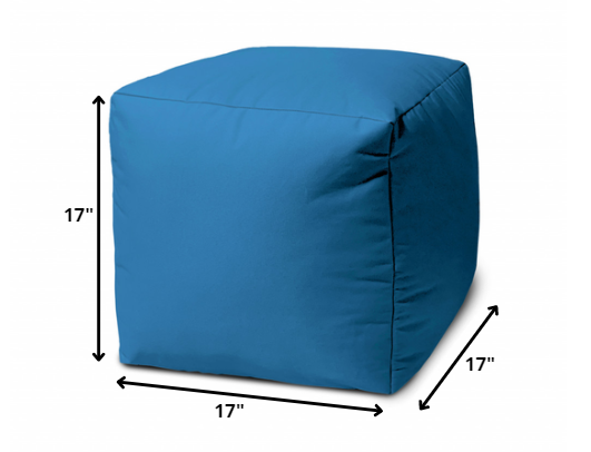 17" Cool Bright Teal Blue Solid Color Indoor Outdoor Pouf Ottoman