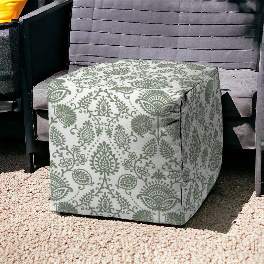 17" Green Cube Indoor Outdoor Pouf Cover