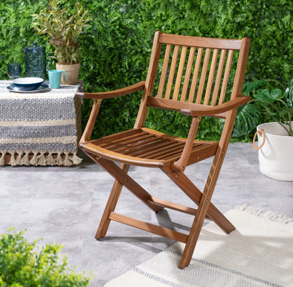 Brown Solid Wood Deck Chair