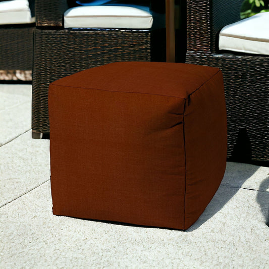 17" Orange Polyester Cube Indoor Outdoor Pouf Ottoman