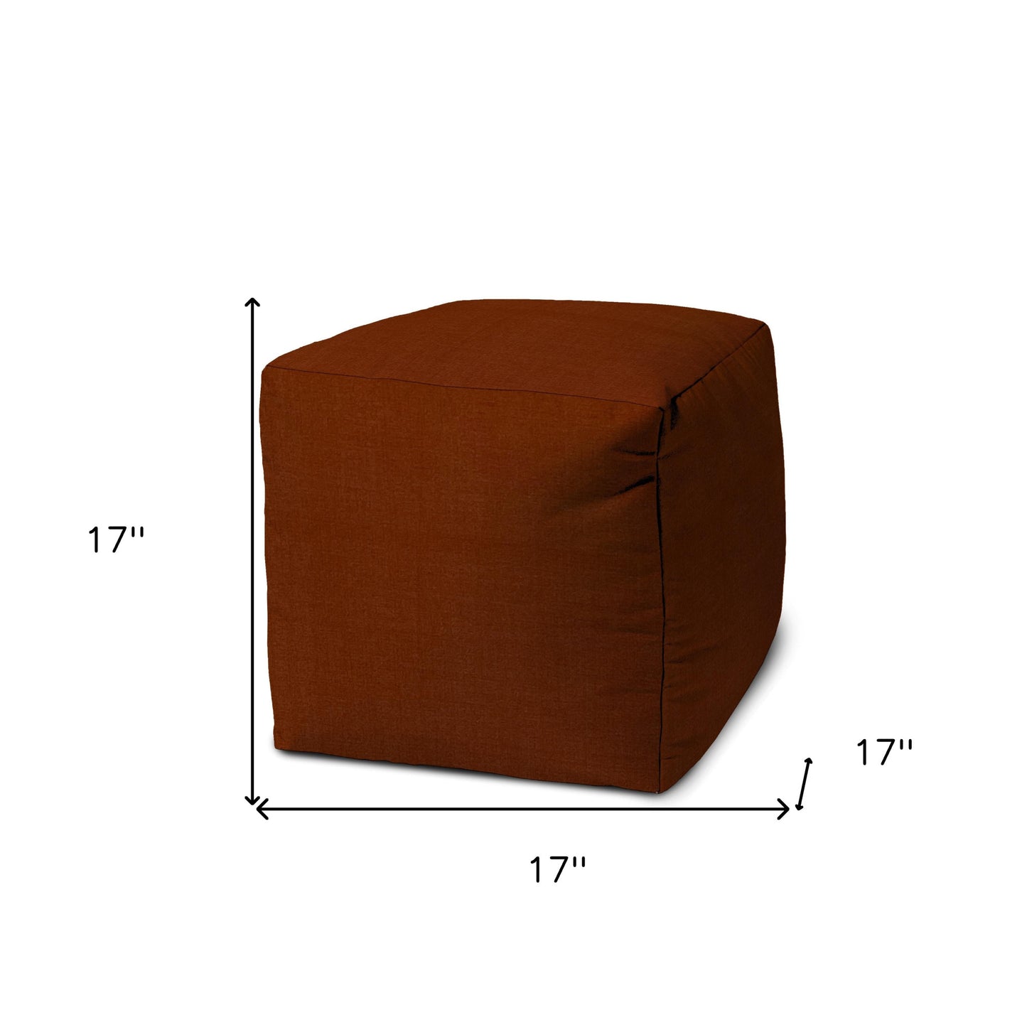 17" Orange Polyester Cube Indoor Outdoor Pouf Ottoman