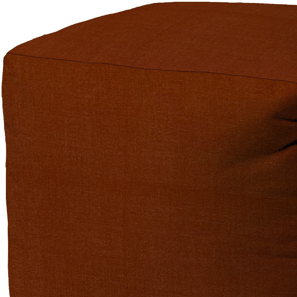 17" Orange Polyester Cube Indoor Outdoor Pouf Ottoman