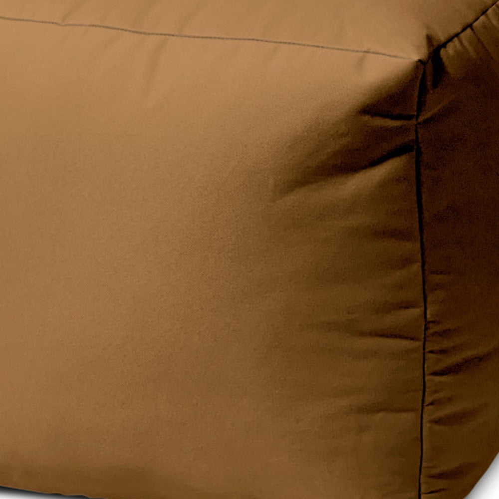 17" Cool Warm Mocha Brown Solid Color Indoor Outdoor Pouf Ottoman