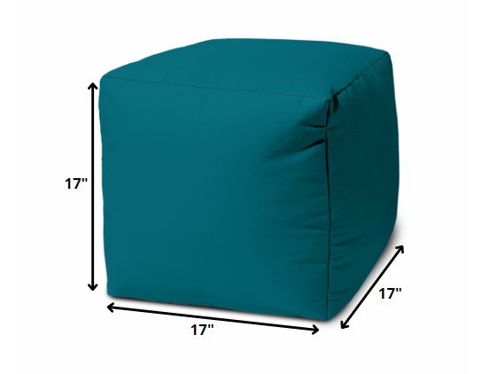 17" Cool Dark Teal Solid Color Indoor Outdoor Pouf Ottoman