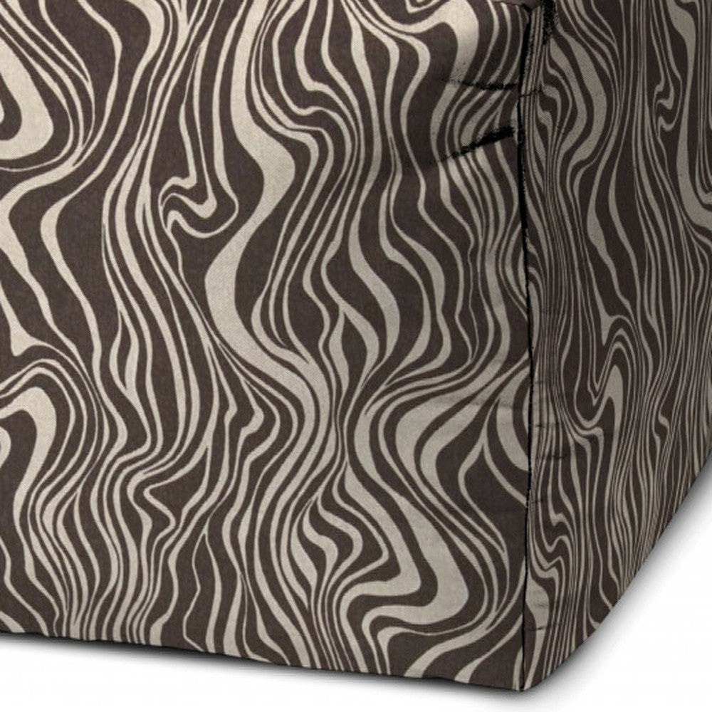 17" Brown Polyester Cube Abstract Indoor Outdoor Pouf Ottoman