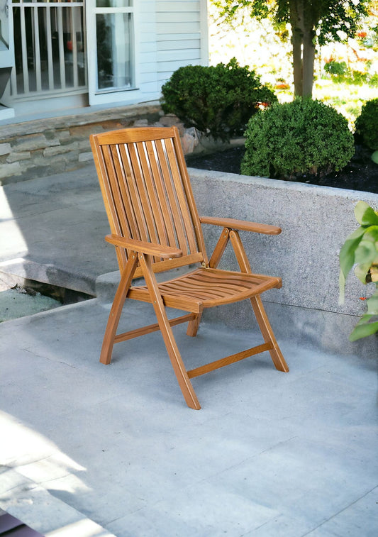 Brown Solid Wood Reclining Deck Chair