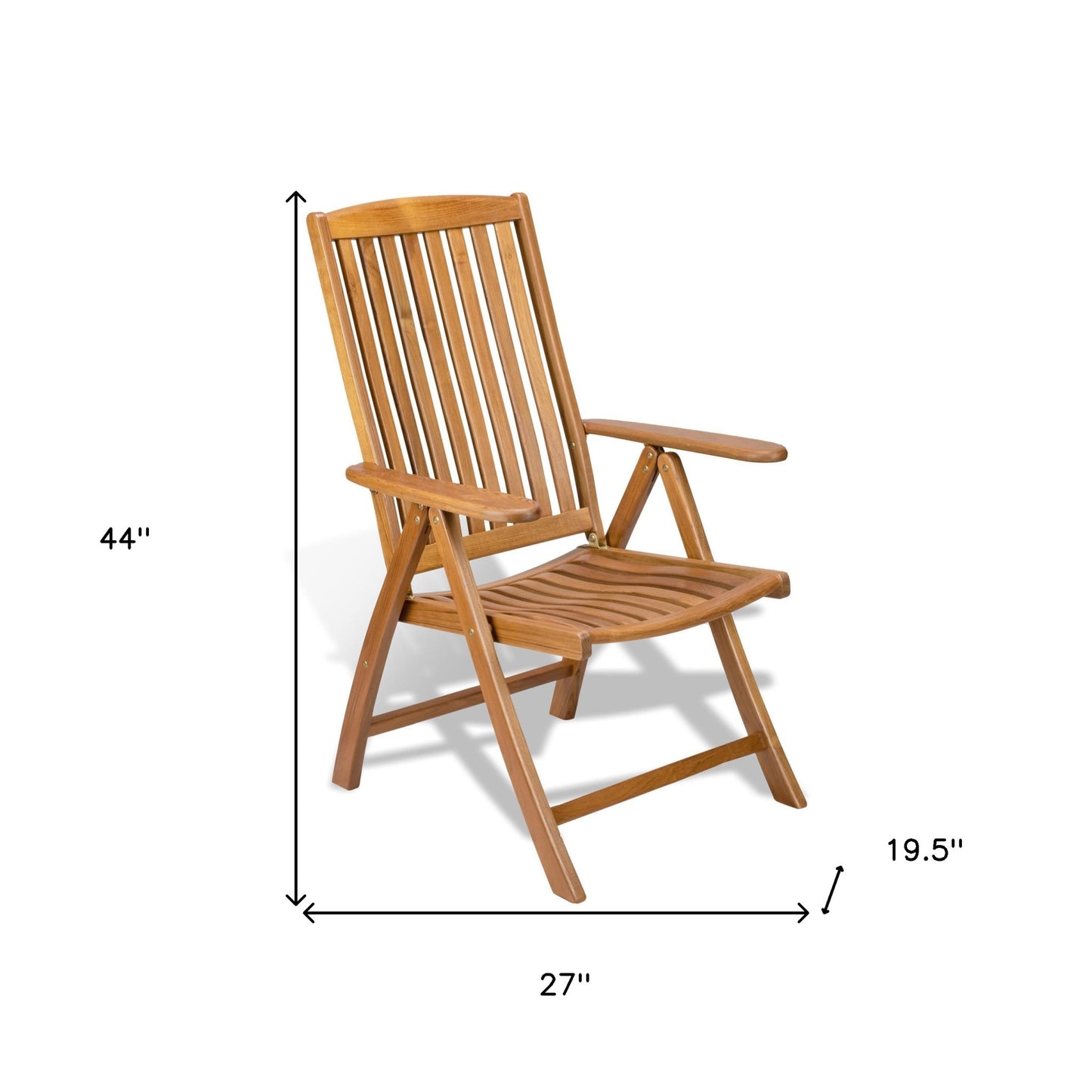 Brown Solid Wood Reclining Deck Chair