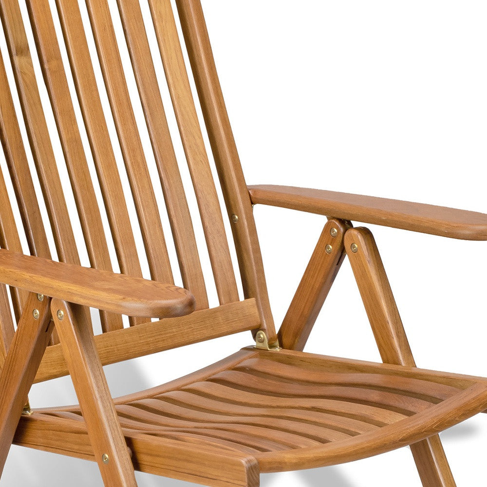 Brown Solid Wood Reclining Deck Chair