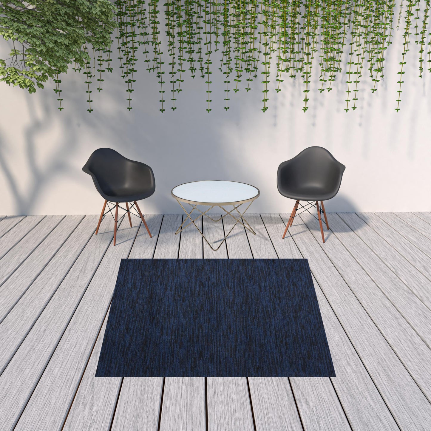 7' X 7' Midnight Blue Square Non Skid Indoor Outdoor Area Rug