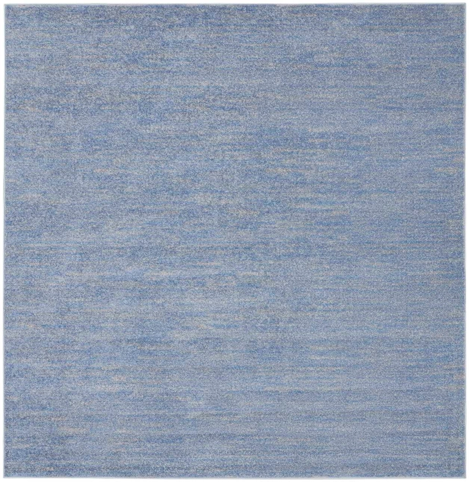 7' X 7' Blue And Grey Square Striped Non Skid Indoor Outdoor Area Rug