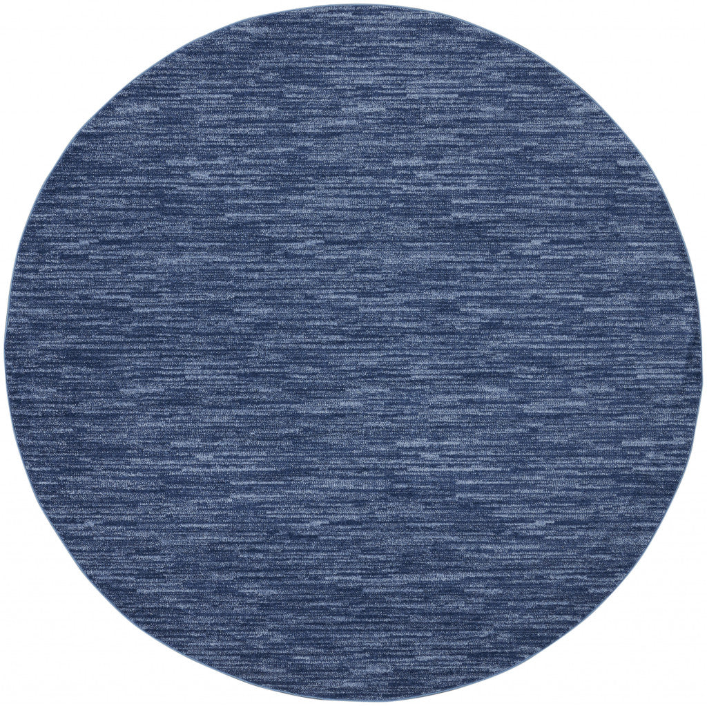 8' X 8' Navy Blue Round Non Skid Indoor Outdoor Area Rug