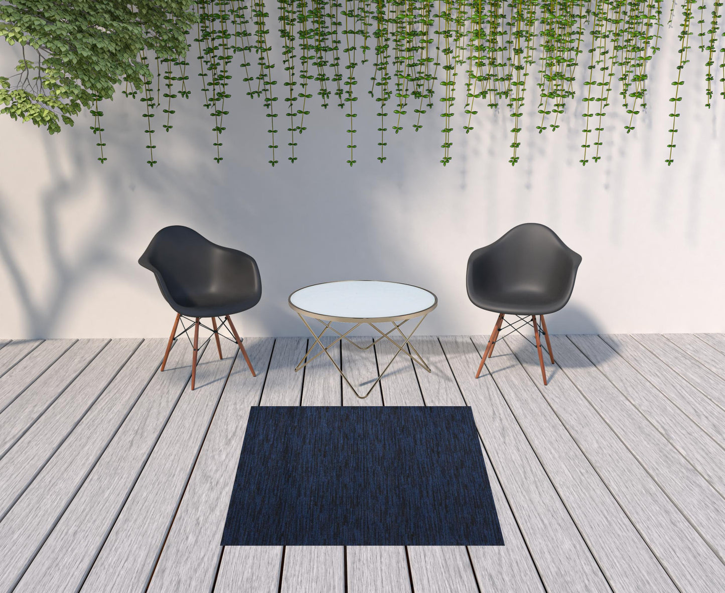 5' X 5' Midnight Blue Square Non Skid Indoor Outdoor Area Rug