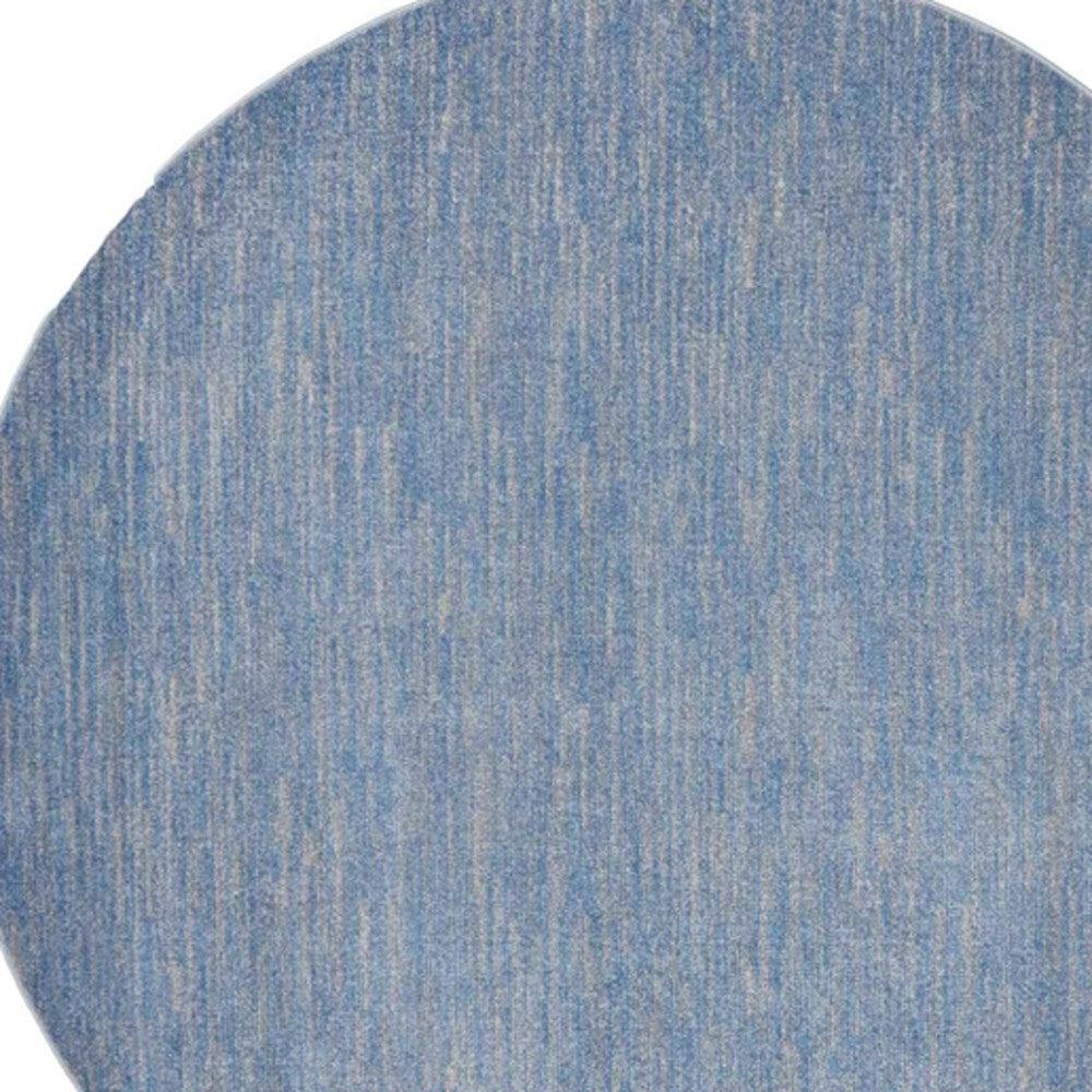 8' X 8' Blue And Grey Round Striped Non Skid Indoor Outdoor Area Rug