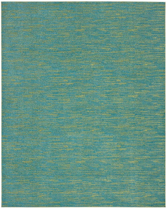 9' X 12' Blue And Green Striped Non Skid Indoor Outdoor Area Rug