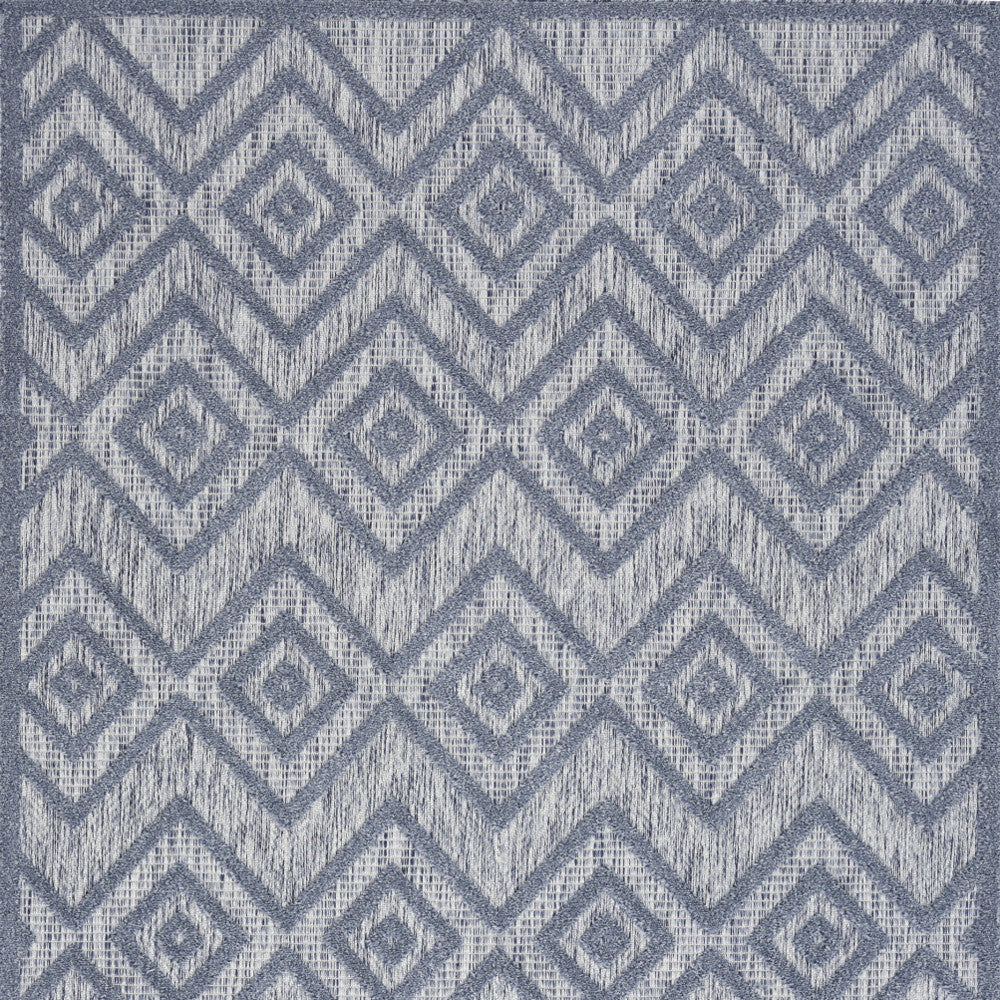 5' X 7' Denim Blue Argyle Indoor Outdoor Area Rug