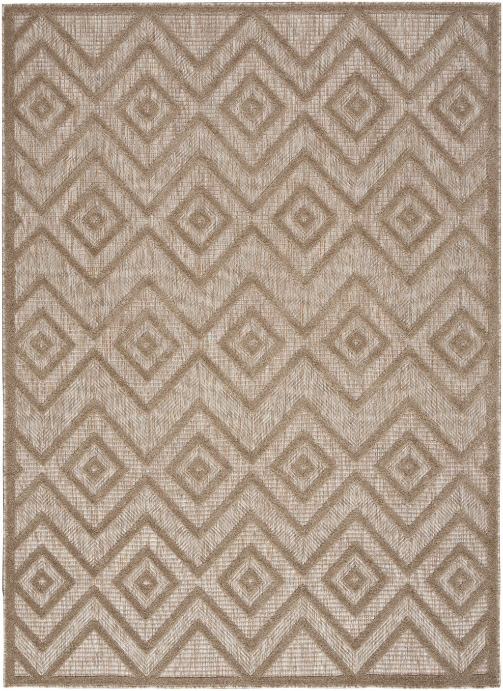 4' X 6' Natural Beige Argyle Indoor Outdoor Area Rug