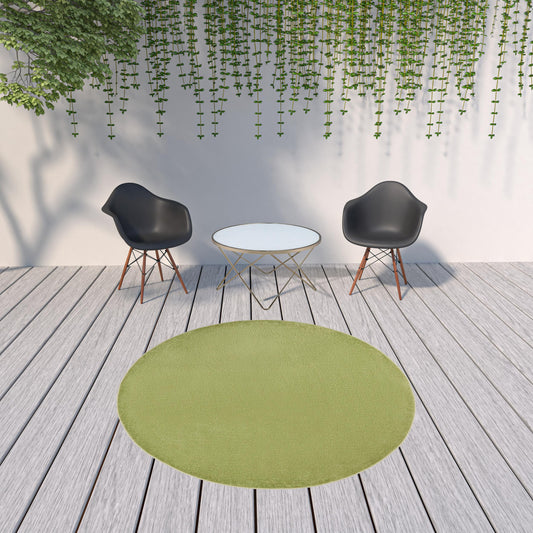 8' X 8' Green Round Non Skid Indoor Outdoor Area Rug