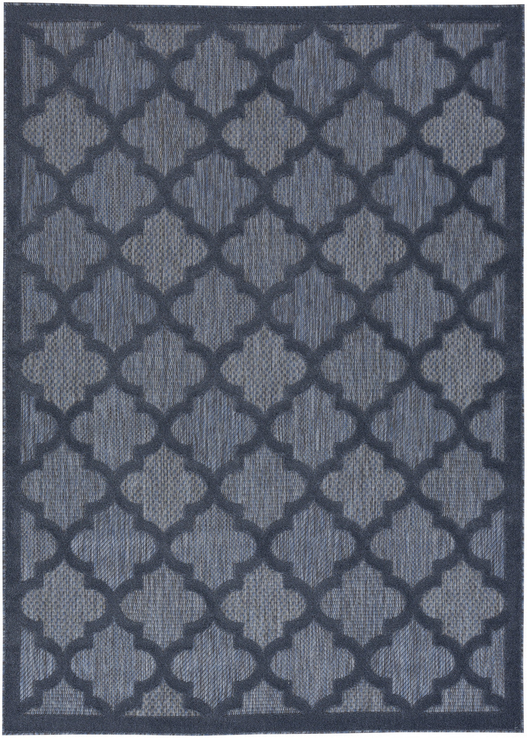 5' X 7' Navy Blue Ikat Indoor Outdoor Area Rug