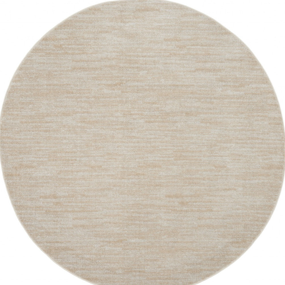 6' X 6' Ivory And Beige Round Non Skid Indoor Outdoor Area Rug