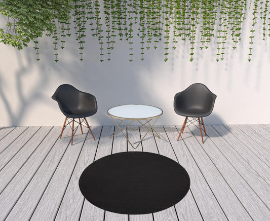 6' X 6' Black Round Non Skid Indoor Outdoor Area Rug