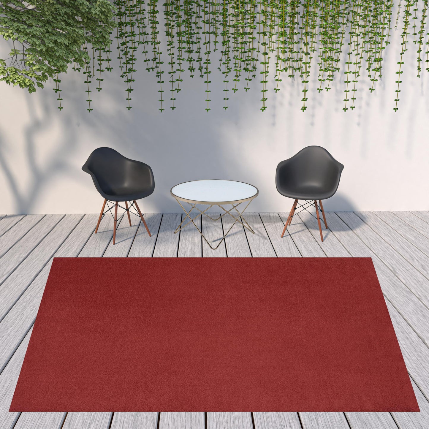 9' X 12' Brick Red Non Skid Indoor Outdoor Area Rug