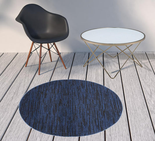 4' X 4' Midnight Blue Round Non Skid Indoor Outdoor Area Rug