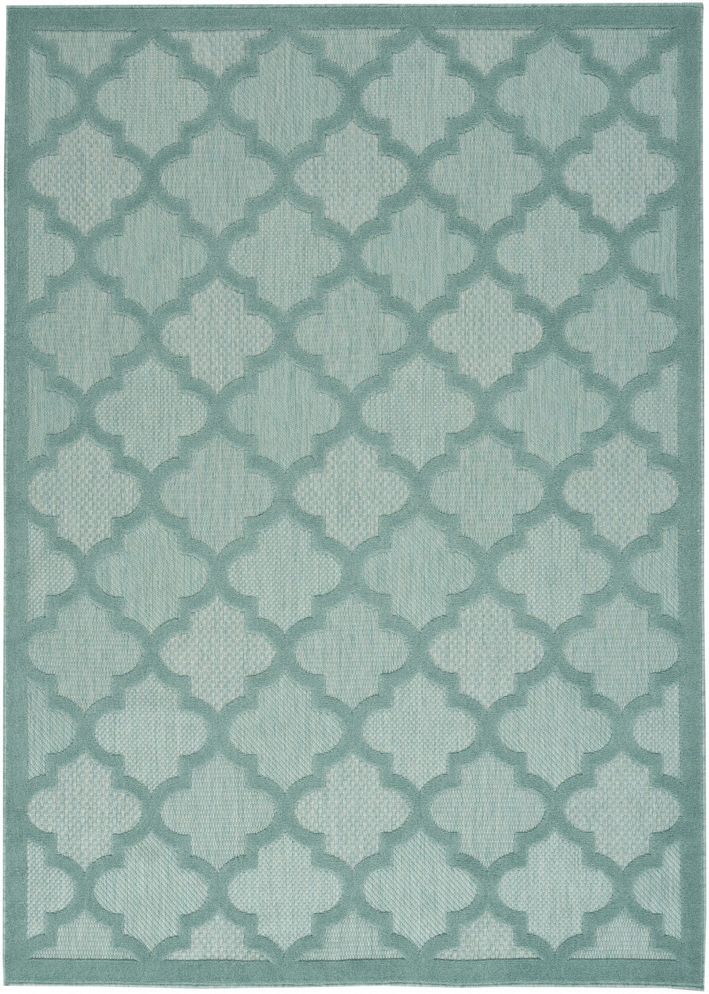 5' X 7' Aqua And Teal Ikat Indoor Outdoor Area Rug