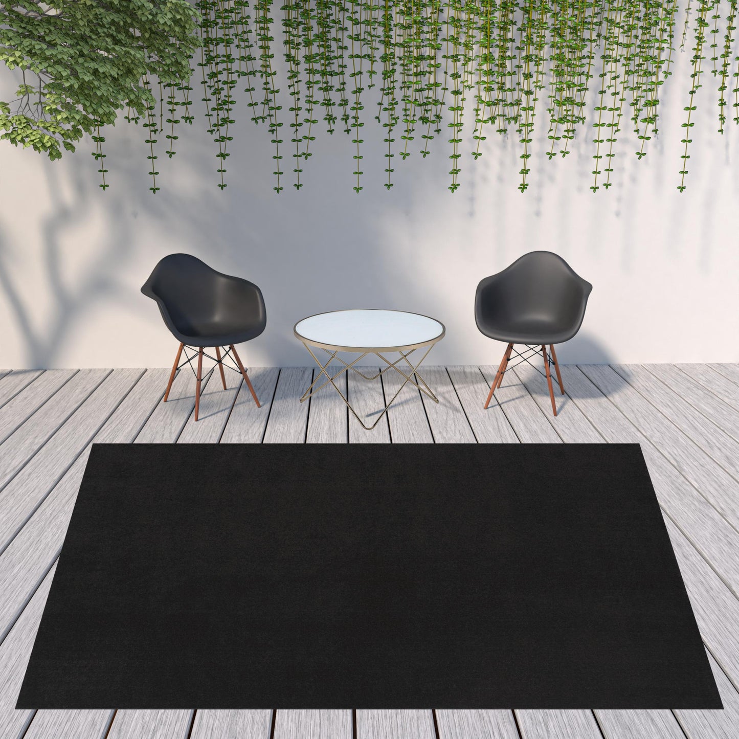 9' X 12' Black Non Skid Indoor Outdoor Area Rug