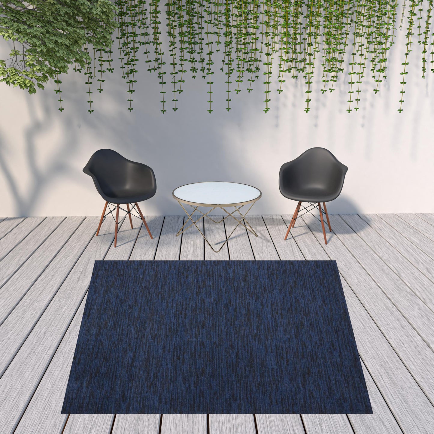 9' X 9' Midnight Blue Square Non Skid Indoor Outdoor Area Rug