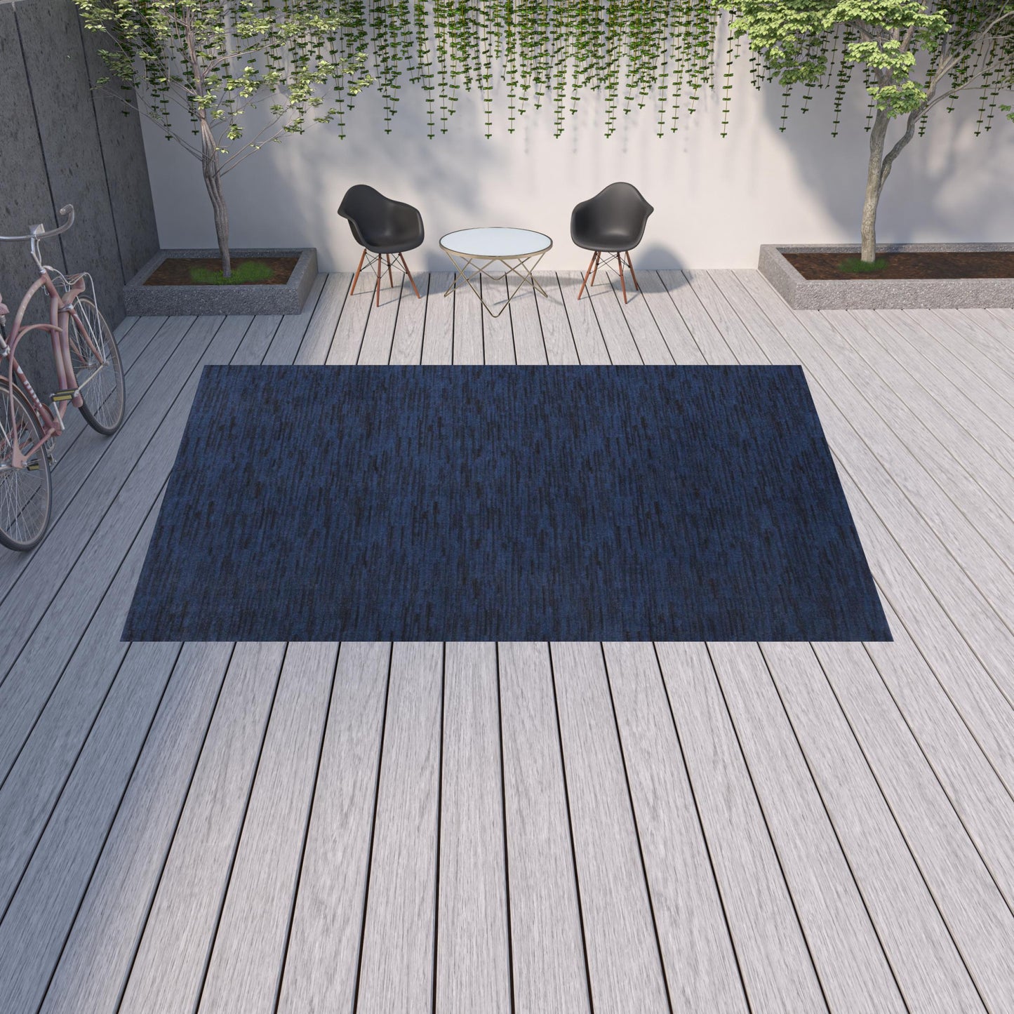 10' X 14' Midnight Blue Non Skid Indoor Outdoor Area Rug