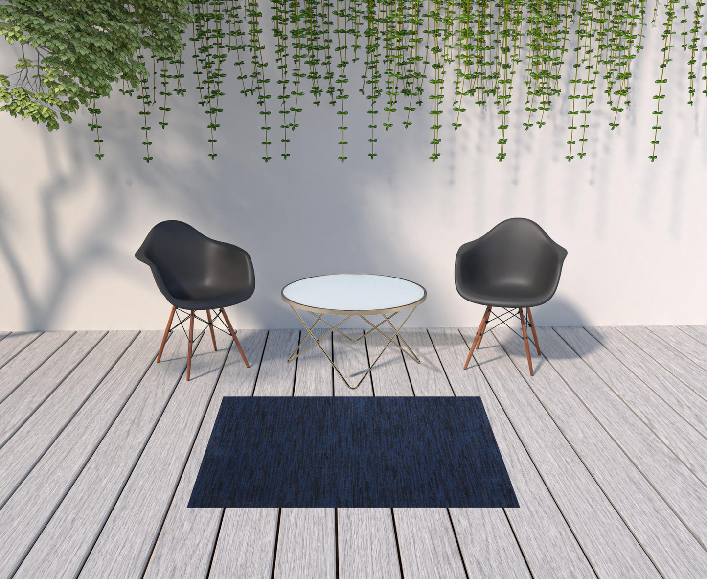 4' X 6' Midnight Blue Non Skid Indoor Outdoor Area Rug