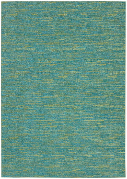 5' X 7' Blue And Green Striped Non Skid Indoor Outdoor Area Rug